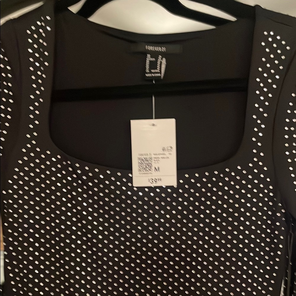 Forever 21 Black Dress with White Polka Dots